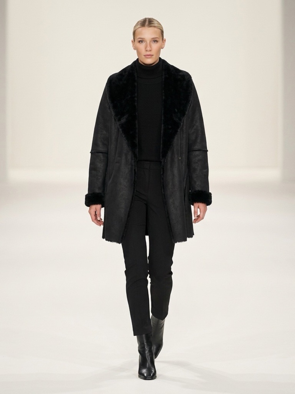 KUT From The Kloth Faux Suede Shearling Coat Jacket Black Size